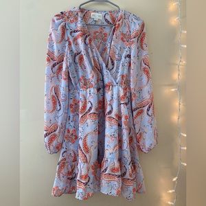 June & Ivy Blue and Orange Paisley Fit and Flare Dress Size Medium